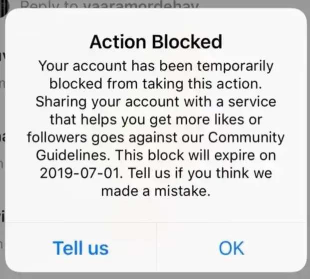 full block on instagram message