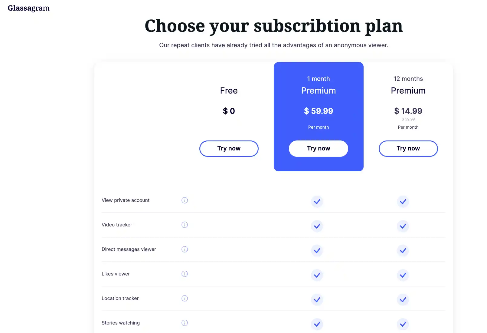 glassagram pricing