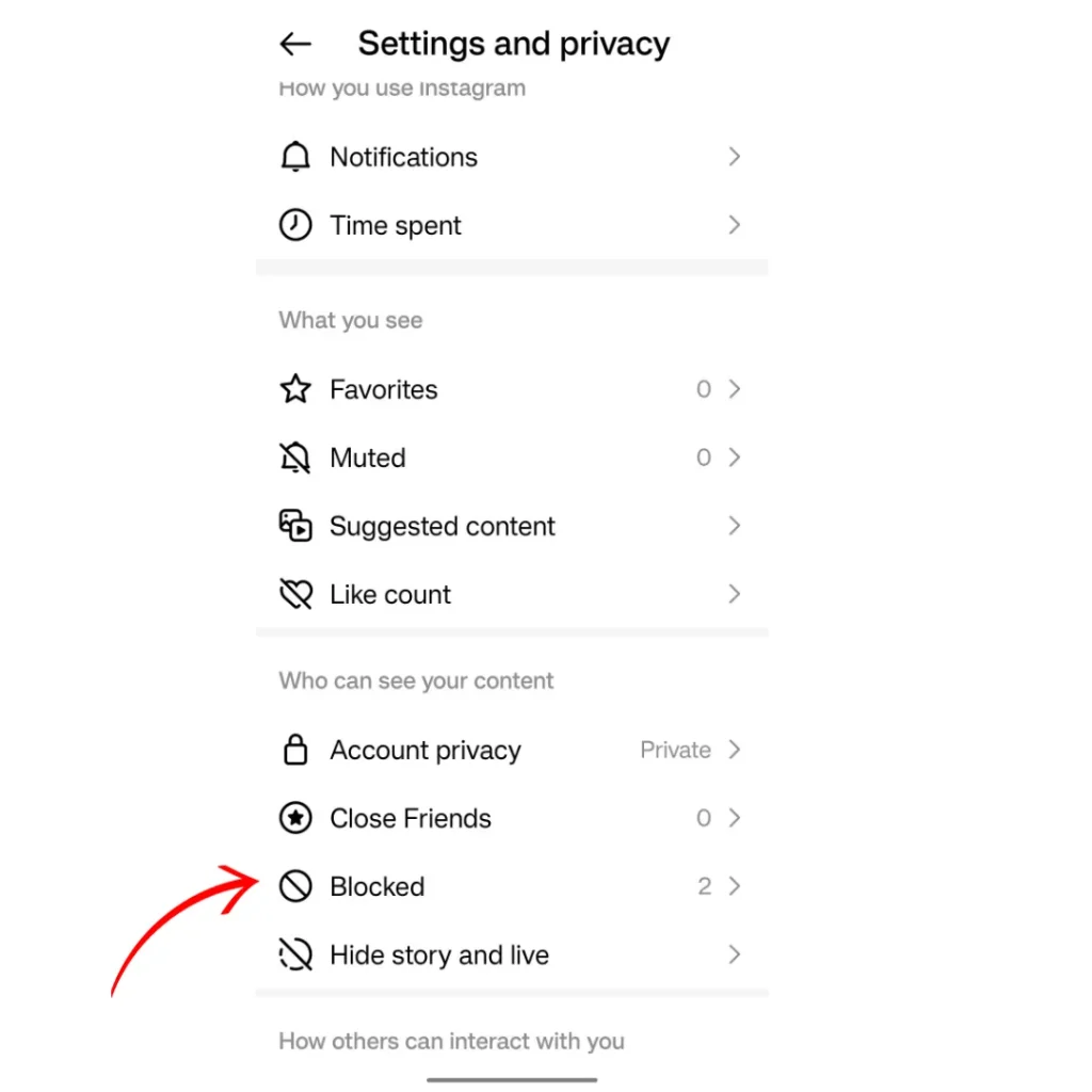 Privacy Setting of Blocked Accounts In Instagram