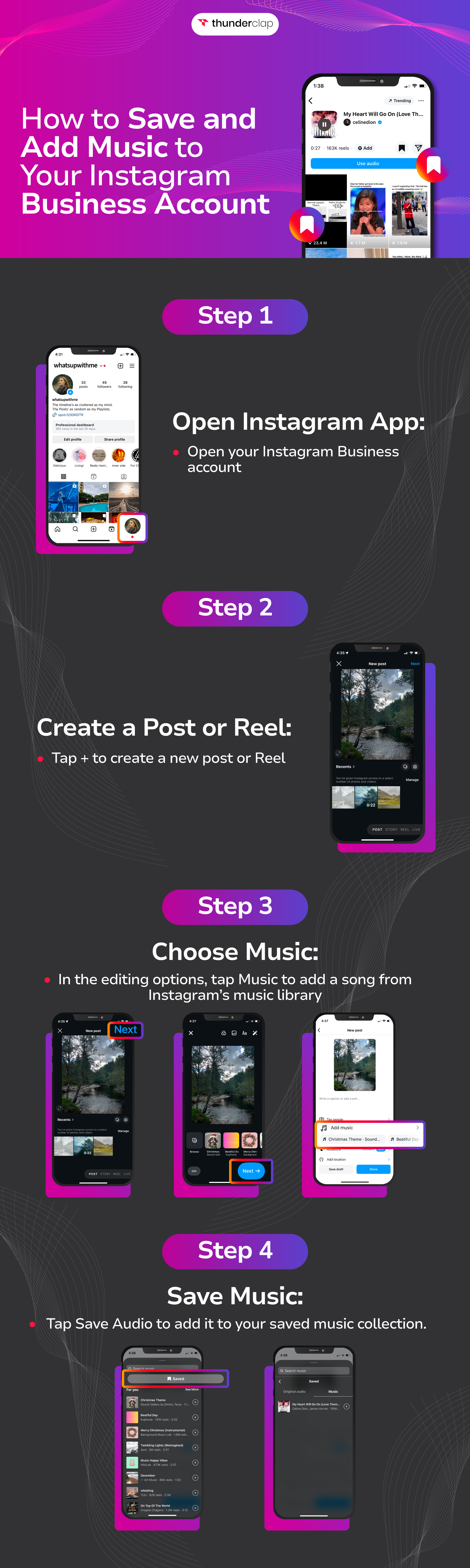 how to save and add music to your instagram business account