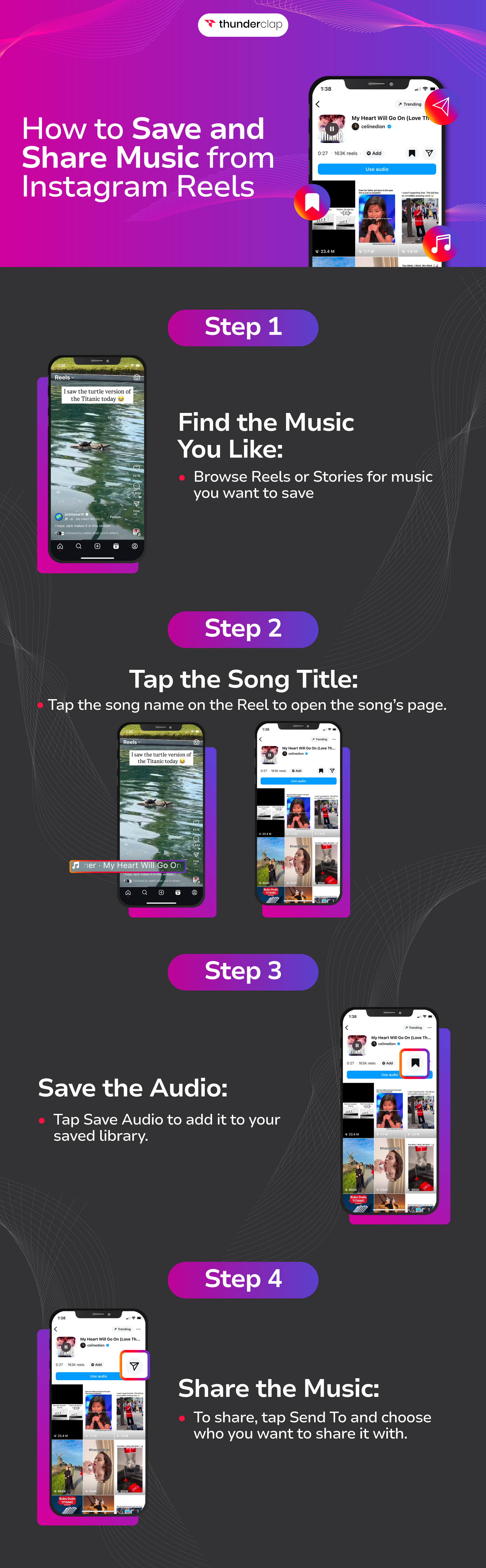 how to save and share music from instagram reels