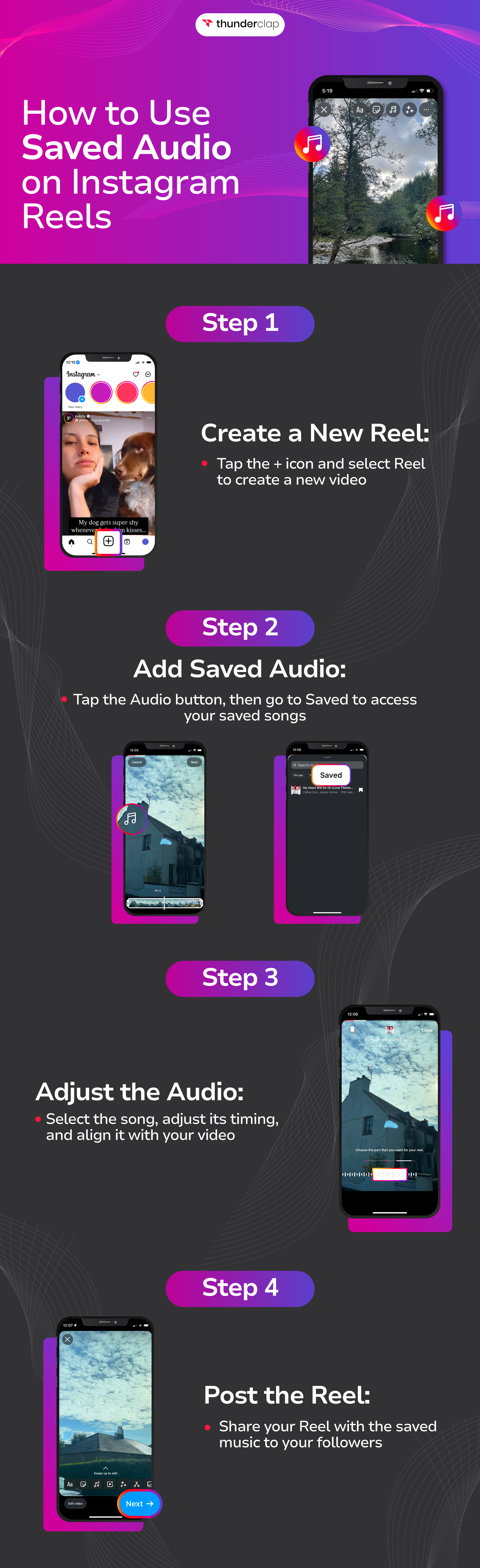 how to use saved audio on instagram reels