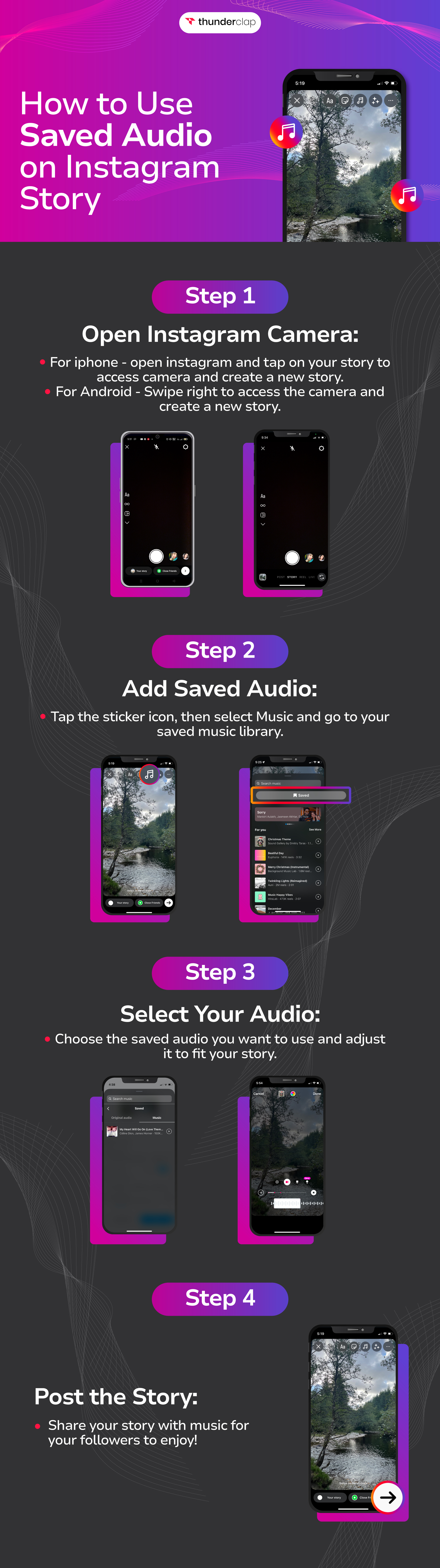 how to use saved audio on instagram story